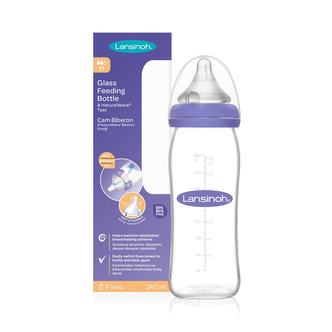 Lansinoh® Γυάλινο Μπιμπερό 240ml με θηλή NaturalWave®--0 variations