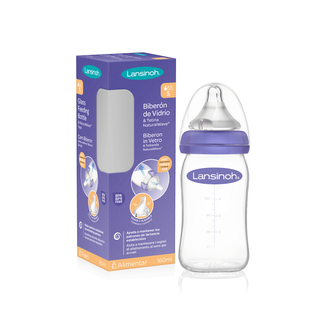 Lansinoh® Γυάλινο Μπιμπερό 160ml με θηλή NaturalWave®--0 variations
