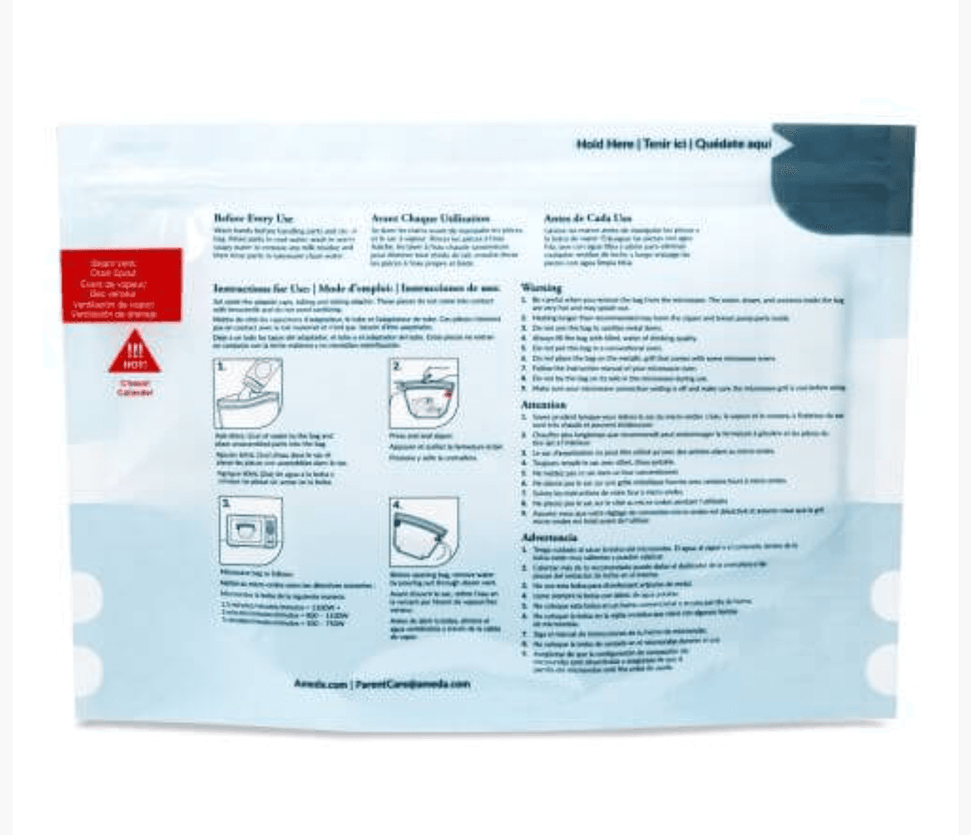 Ameda®  CleanEase Σακουλάκια Αποστείρωσης Φούρνου Μικροκυμάτων (συσκευασία 7 τμχ) - 20 αποστειρώσεις/σακουλάκι--5 variations